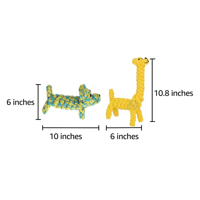 SunGrow Giraffe Cotton Knot Puppy & Ferret Ropes, Handwoven Chew Items for Small Breeds Dog, for Teeth and Gums, 2 Pieces per Pack - Image 5